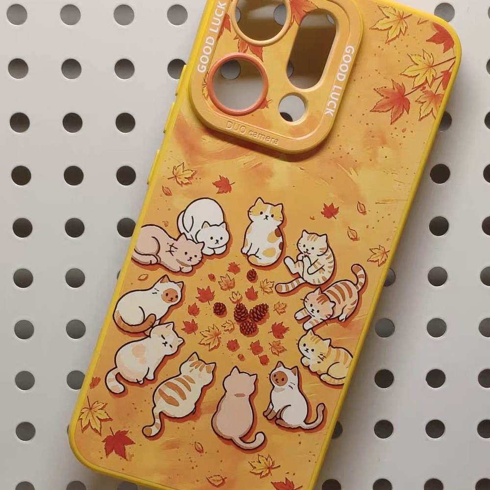 Yellow Cat Pattern Phone Case - Cute Fall Cats Design